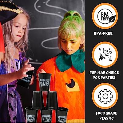 Witch HALLOWEEN PARTY CUPS Witches Disposable With Lids and Straws Drinking  