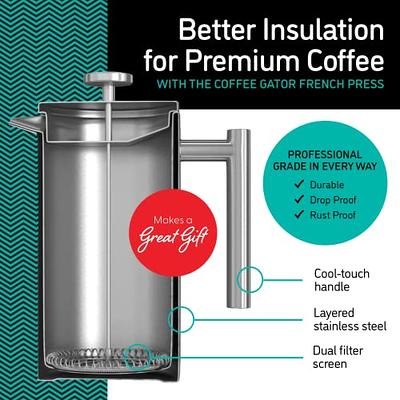 Coffee Gator French Press Coffee Maker - Thermal Insulated Brewer Plus  Travel Jar - Large Capacity, Double Wall Stainless Steel - 34oz - Orange -  Yahoo Shopping