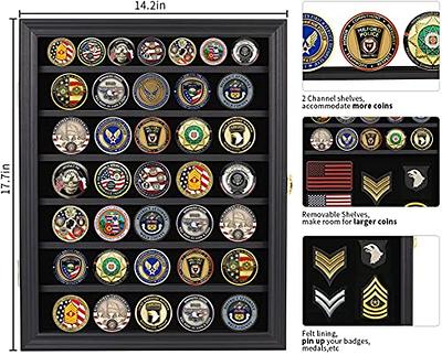 Lapel Pin Button Medal Display Case Wall Cabinet Shadow Box, LOCK, Real  Glass