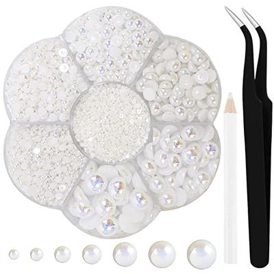 Flatback Pearls for Crafts, 1300PCS Black AB Color Half Pearls for