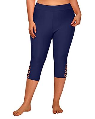 Holipick Women Navy Blue Plus Size Swim Capris Long Swim Shorts Criss Cross Swim  Pants Tummy Control Swimming Leggings 22W - Yahoo Shopping