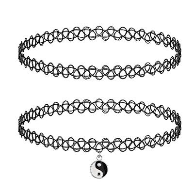  Expressions 3pc Assorted Tattoo Stretch Jewelry Collection -  Black Tattoo Choker Necklace, Bracelet & Ring Set - Stretchy Tattoo Effect  Jewelry Accessories For Kids And Adults : Clothing, Shoes & Jewelry