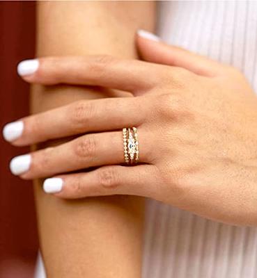  Honsny 14K Gold Rings Stacking Rings for Women Stackable Silver  Rings for Teen Girls Thin Rose Gold Band Ring Set Simple Midi Thumb Finger