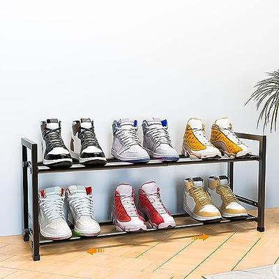 KEETDY Long 3-Tier Shoe Rack for Closet Floor Entryway, Wide Shoe