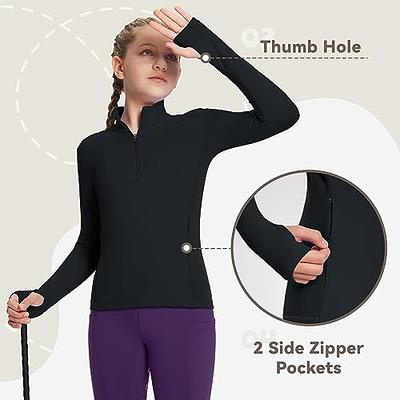 BALEAF Women's Thermal Long Sleeve with Thumbholes Zipper Pocket