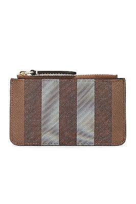 Burberry Kier Check E-Canvas & Leather Card Case