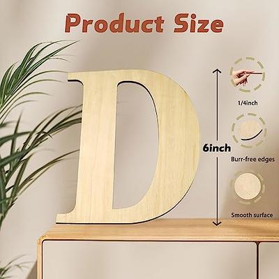 5ARTH 6 inch Wooden Letter D - Blank Unfinished Wood Letters for