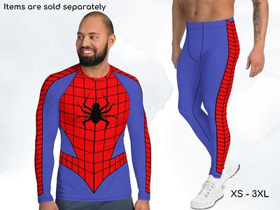 Spider Hero Inspired Men's Rash Guard & Leggings, Cosplay
