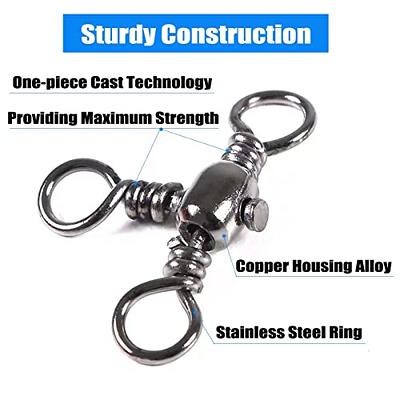 3-Way Fishing Hook Bait Line Connector Sea Fishing Rolling Swivel