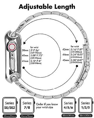  FULLIFE Compatible with Apple Watch Series 9 Band 45mm,  Stainless Steel Metal Link Bracelet for iWatch Ultra 2 Series 9 8 7 SE2 6 5  4 3 2 1 for Men