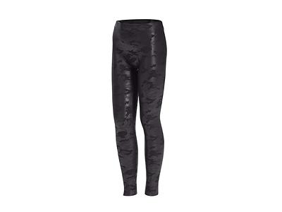 HUE Girls' Big Faux Leather High Rise Leggings (Black Camo