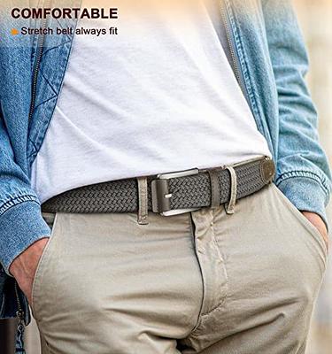 Stretch Belt Men,BULLIANT Mens Woven Braided Web Belt 1 3/8 for Golf Casual  Pant