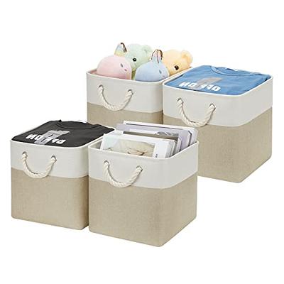 Kibhous Six-Piece Foldable Storage Box, 10 * 10 * 11 inch Fabric Storage Bins, Fabric Closet Organizers with Label Pocket, Suitable for Family Bedroom