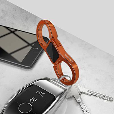 QBUC Genuine Leather Car Keychain,Universal Heavy Duty Metal Key Chain Accessories,Car Fob Key Keychain Holder with 360 Degree Rotatable Snap Swivel