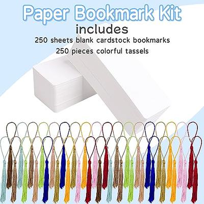 DSYIL 250 Set Paper Bookmarks with Tassels, Blank Cardstock