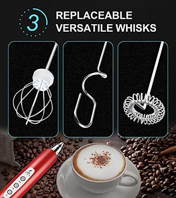 Milk Frother Handheld, Electric Whisk Coffee Frother, Rechargeable Frother  Wand, Hand Held Mixers with 2 Stainless Whisks & 3-Speed Settings for