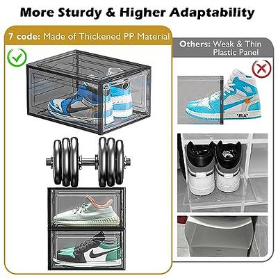 BLACK LARGE 6 PACK - 14.6 Inches Long for BIG Shoes & Sneakers, Shoe  Storage Organizer, Shoe Storage Boxes, Shoe Box Clear Plastic Stackable,  Shoe Containers, Closet Shoe Organizer