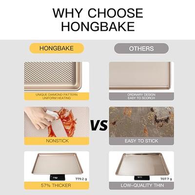  HONGBAKE 2 Pack Half Sheet Baking Pans,Non Stick Baking Sheet  for Oven, 57% Thicker Carbon Steel Cookie Sheets for baking, 17.5 x 12  Cookie Trays: Home & Kitchen