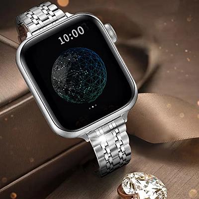 Silver Band For Apple watch 8 7 41mm 45mm 40mm 38mm 42mm 44mm for