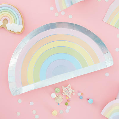 Pastel Rainbow Plates, Birthday, Party Supplies, Birthday Decor, Decorations  - Yahoo Shopping