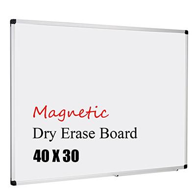 HIKINGO Large White Board for Wall, 60 x 36 inch Foldable Whiteboard,  Magnetic Dry Erase Board Wall Mounted Silver Aluminum Frame with 2 Marker  Trays