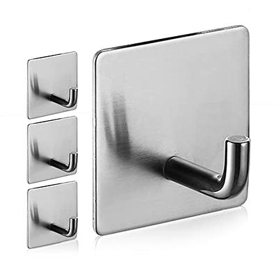 Adhesive Hooks, Heavy Duty Waterproof In Shower Hooks, For Hanging Loofah,  Towels, Clothes, Robes For Bathroom Removable Adhesive Wall Hooks, Door Hook,  Stainless Steel Black Stick On Hooks - Temu