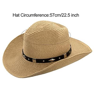 Straw Cowboy Hat for Men Women Beach Sun Hat Wide Brim Panama Fedora Hat  Outdoor Foldable Summer Straw Hat Western Style