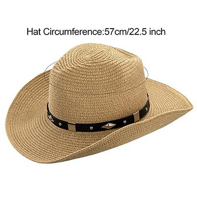 Straw Cowboy Hat Panama Woven Sun Hats Men & Women One Size Khaki