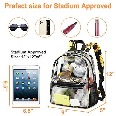 Vorspack Clear Mini Backpack - Stadium Approved 12x12x6 Small Clear  Backpack for Women Stadium Backpack with 2 Water Holders Heavy Duty for  Concert