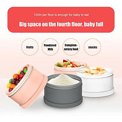 Baby Milk Powder Formula Dispenser, BJLIIO Non-Spill Portable and Stackable  Formula Travel Container, 4 Layers Twist Lock Snack Storage Container for