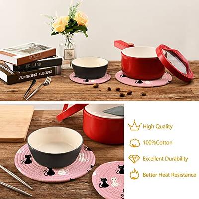 R HORSE 6Pcs Pot Holder with Pocket for Kitchen Black Grey Red Pocket Pot  Holder Cotton Heat Resistant Potholder Coffee Coaster Kitchen Hot Pad Oven