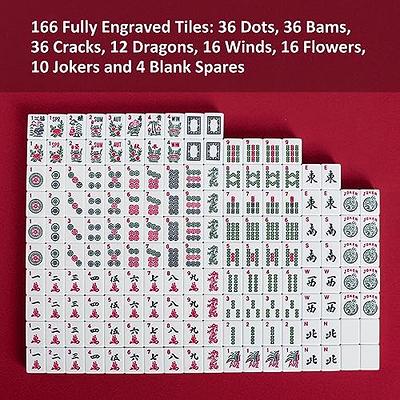 GUSTARIA Chinese Mahjong Set, Mahjong Game Set with 146 Numbered Large  Tiles (1.5, Green), Mahjongg Tiles Set with Brown Carrying Case (Mah  Jongg