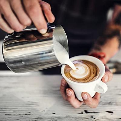 Milk Frothing Pitchers 20 oz, Stainless Steel Espresso Steaming Pitcher with Decorating Pen Coffee Milk Frother Cup with Scale Cappuccino Latte Art