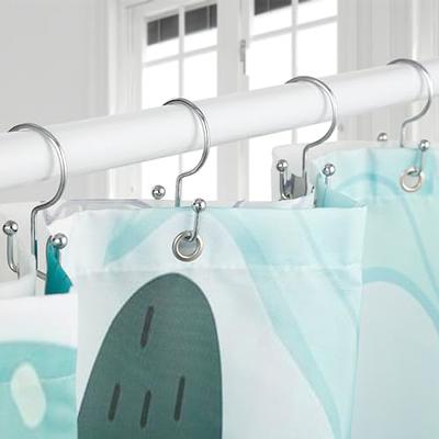 Qulable 12 Packs Circular Shower Curtain Rings Plastic Curtain O Rings Hooks for Bathroom Glide Easily On Bathroom Shower Rod, Black