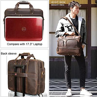 16 Inch Full Grain Leather Briefcases Laptop Messenger Bags for