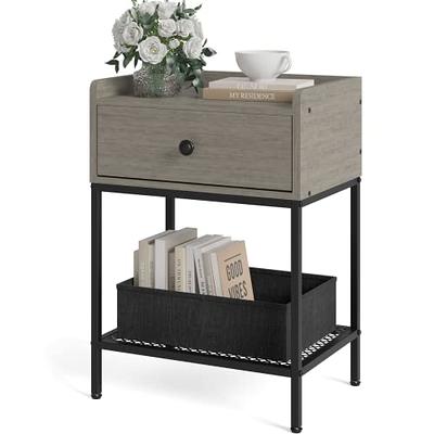 ODIKA Minimalist 3-Tier Wood Nightstand for Small Spaces with Open Storage  - Japanese-Inspired Bedside Table for Bedroom