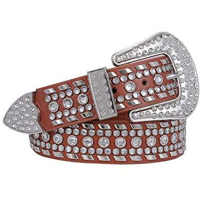 Womens Men Rhinestone Western Belts UNFADER Bling Cowgirl Designer