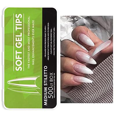 AddFavor 240pcs Almond Nail Tips Clear Full Cover Medium Length Short  Almond Fake Nails Acrylic Gel X Nail Tips for Salon and Home Nail Art  Manicure 12 Sizes Medium Almond