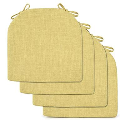 4 Pack: Premium Comfort Non Slip Memory Foam Kitchen & Dining Room Seat/Chair  Cushions - Yellow 