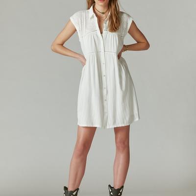 Lucky Brand Lace Button Front Midi Dress - Women's Clothing