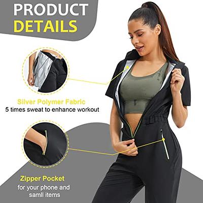 Junlan Sauna Suit for Women Sweat Sauna Pants Sweat Jacket Gym Workout Vest  Sweat Suits for Women (B.Black Jumpsuit,X-Large) - Yahoo Shopping