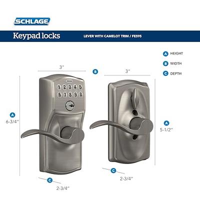 Schlage Fe595v-Cam-Acc Camelot Keypad Entry with Flex-Lock Door Lever Set with A Satin Nickel