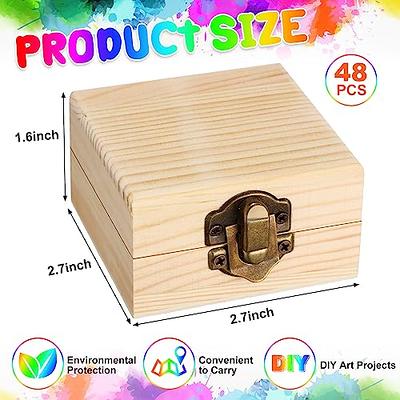 4 Pieces Unfinished Wood Treasure Chest Pine Wood Box with Hinged Lid  Wooden Mini Treasure Box for DIY Crafts Art Hobbies Projects Jewelry Gift