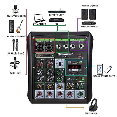 4 Channel Audio Interface DJ Mixer Stereo Sound Board Console System 4-Bit  DSP Effect +48V Phantom Bluetooth Audio Soundcard OTG Function For  Recording DJ Stage Karaoke,Live Streaming,Podcasting - Yahoo Shopping