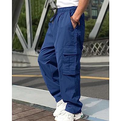 Loose Drawstring Pocket Athletic Denim Cargo Pants, Cargo Pant for