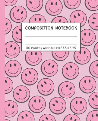 Smile Happy Faces Composition Notebook Wide Ruled: Colorful Preppy