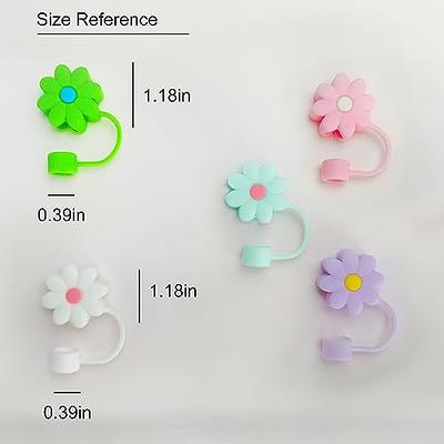 Silicone Straw Covers Cap Cute Flower Straw Toppers for Tumblers Dust-Proof  Drinking Straw Caps for Reusable Straws Tips Lids