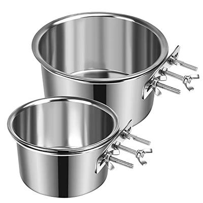 2PCS Crate Dog Food Water Bowl, Stainless Steel Hanging Crate Cat Bowls for  Cage Small Animal Food Water Feeder for Small Dog, Cat, Rabbit, Bird
