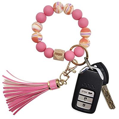 Silicone Keychain Bracelet For Women Beaded Keyring Wristlet House Car Keys  Ring Holder With Gift Box