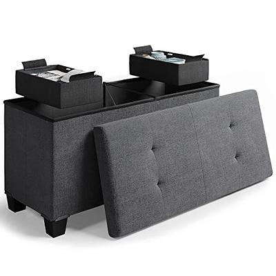 Nestl Storage 30-In Storage Ottoman Bench with Storage Bins for Bedroom -  Folding Foot Rest Ottoman with Storage for Living Room - Faux Leather -  Brown - Yahoo Shopping